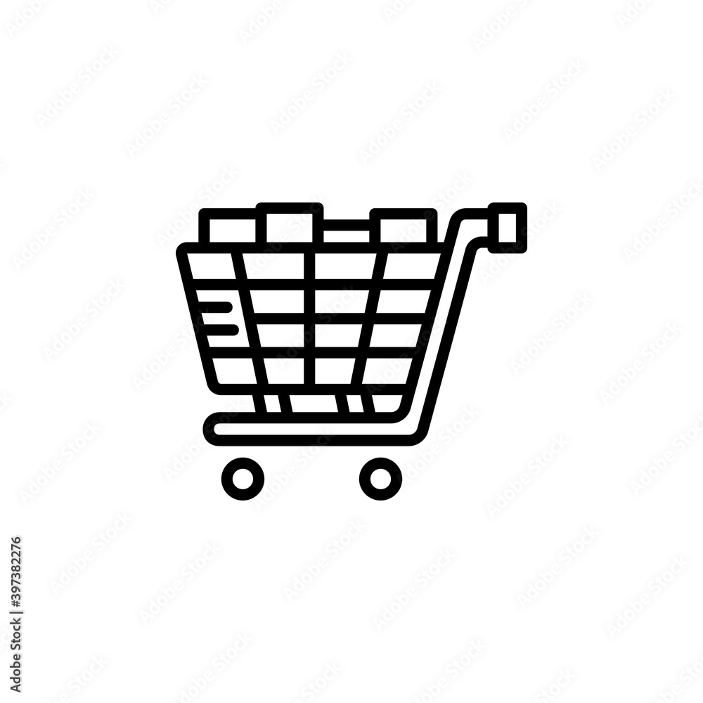 shopping cart vector icon line style. Perfect for website, application, commerce, presentation, logo and more. simple, thin and modern outline icon shopping cart vector icon line style. Perfect for website, application, commerce, presentation, logo and more. simple, thin and modern outline icon
