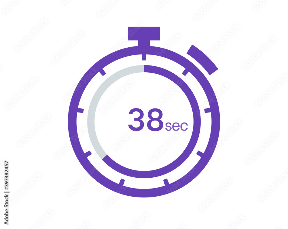 Timer 38 sec icon, 38 seconds digital timer. Clock and watch, timer, countdown Timer 38 sec icon, 38 seconds digital timer. Clock and watch, timer, countdown