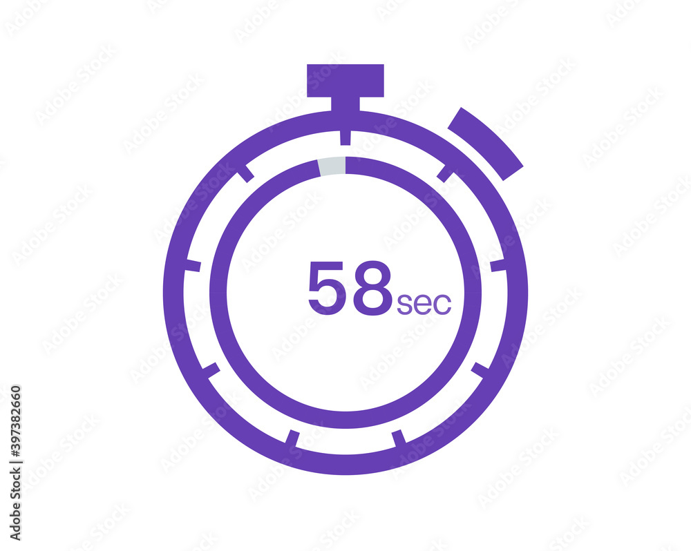 Timer 58 sec icon, 58 seconds digital timer. Clock and watch, timer, countdown Timer 58 sec icon, 58 seconds digital timer. Clock and watch, timer, countdown