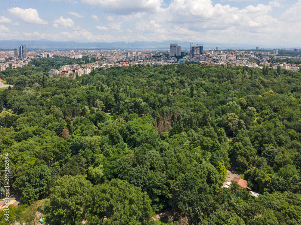 Aerial view of South Park in city of Sofia, Bulgaria