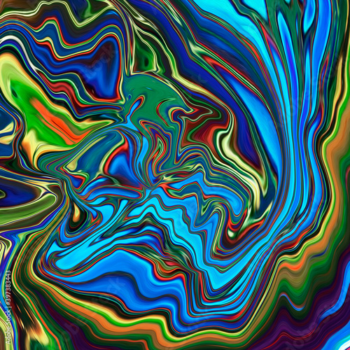 Abstract colorful acrylic pour. Paint pour art. Liquid marble surfaces pattern texture. illustration.