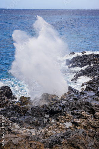 Close shot of Le Souffleur, a natural geyser in Piton Saint-Leu on Reunion Island