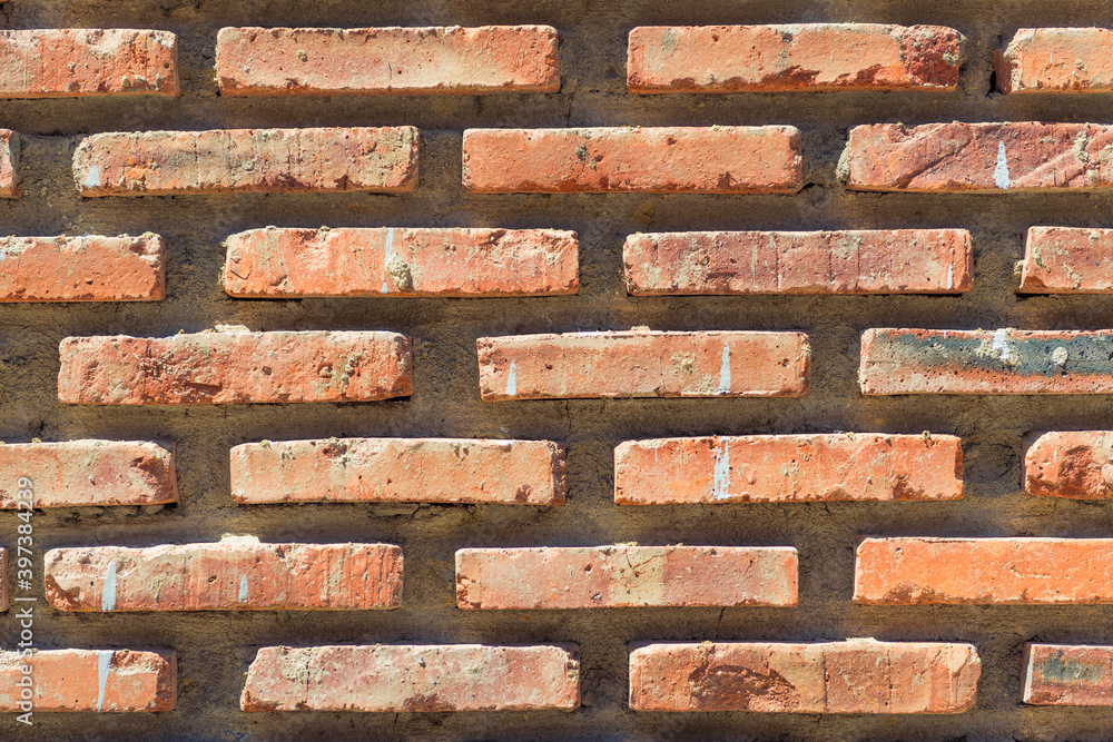 closeup red brick masonry wall background closeup red brick masonry wall background