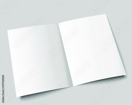 A4 brouchure mock up. A3 half-fold blank template design. Flyer with copy space. Realistic 3d vector illustration.