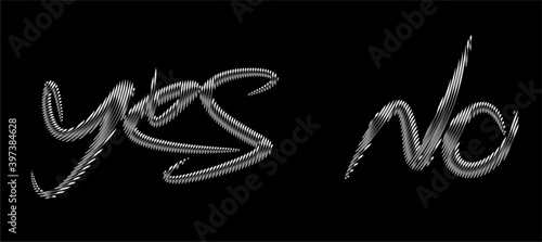 Gold color yes & no text vector design element.