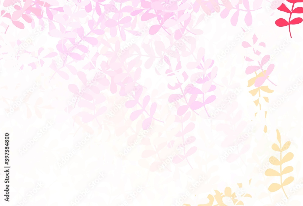 Light Pink, Yellow vector elegant template with leaves.
