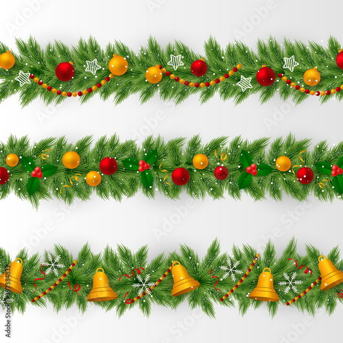 realistic christmas frames borders collection