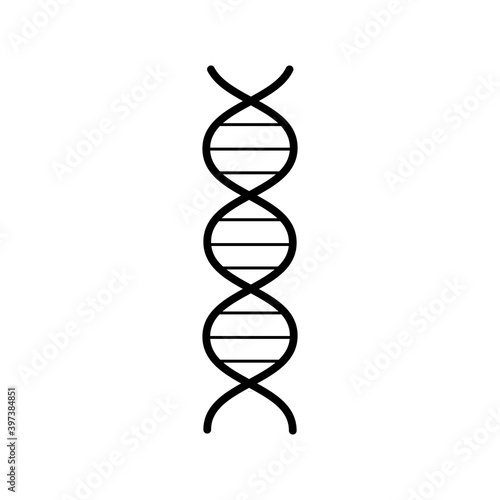 Medical pharmaceutical abstract dna gene helix  simple black and white icon on white background. illustration