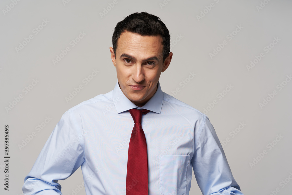Business man in shirt with tie smile office manager Business man in shirt with tie smile office manager