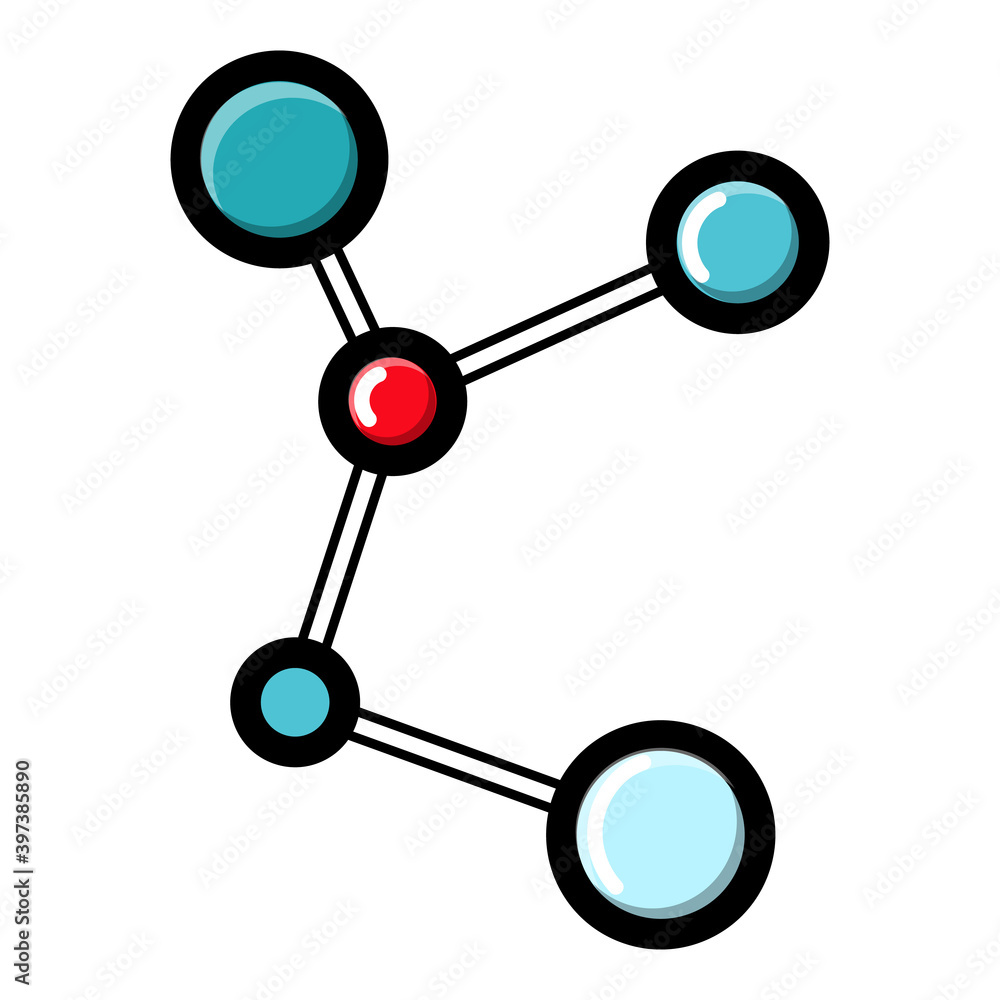 A simple abstract scientific chemical diagram of the structure of a molecule with atoms and molecular bonds of valencies, icon on a white background. illustration A simple abstract scientific chemical diagram of the structure of a molecule with atoms and molecular bonds of valencies, icon on a white background. illustration