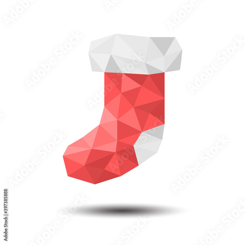 Polygon Christmas Sock on white background