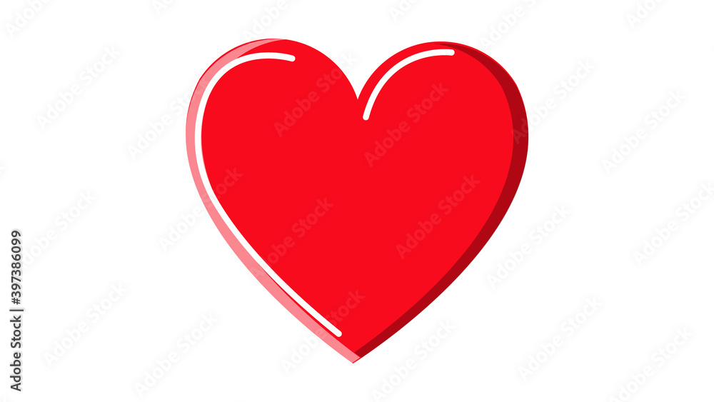 Beautiful abstract icon of a red medical heart with simple highlights on a white background. illustration