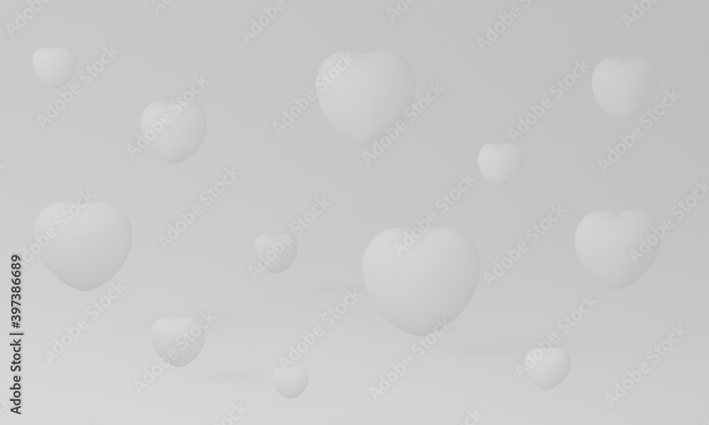 3D rendered white hearts background