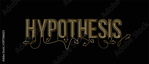 Hypothesis Calligraphic gold line art Text poster vector illustration Design.