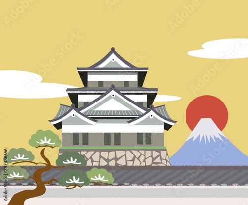 日本のお城と富士山　新年