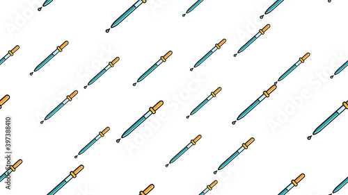 Wallpaper Mural Seamless pattern texture of endless repeating scientific medicine droppers pipettes for titration, instillation of medication with drops on a white background. illustration Torontodigital.ca