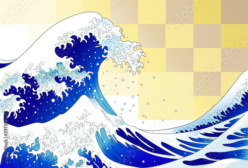 浮世絵の和風風景、神奈川沖浪裏
