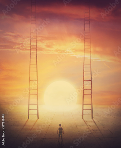 Принти на полотні Two ladders going up to the sky