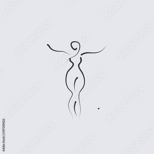 female shape nude body icon line illustration vector logo design
