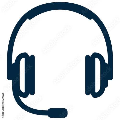 Headset line icon isolated on white background. Headset symbol of customer service and support.