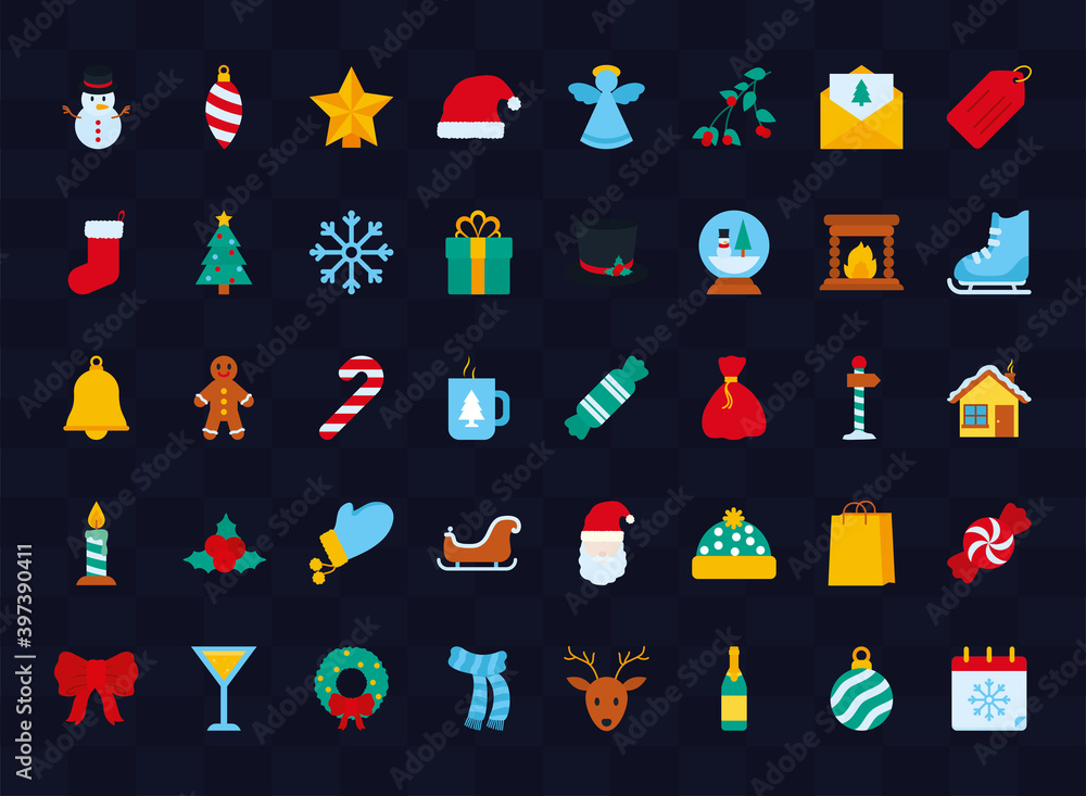 merry christmas 40 icons bundle vector design merry christmas 40 icons bundle vector design