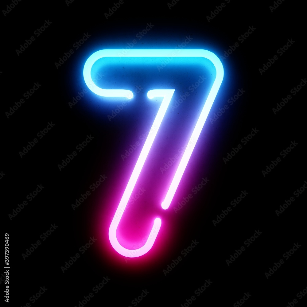 3D Rendering Bleu and Pink Neon Lights Font on dark background 3D Rendering Bleu and Pink Neon Lights Font on dark background