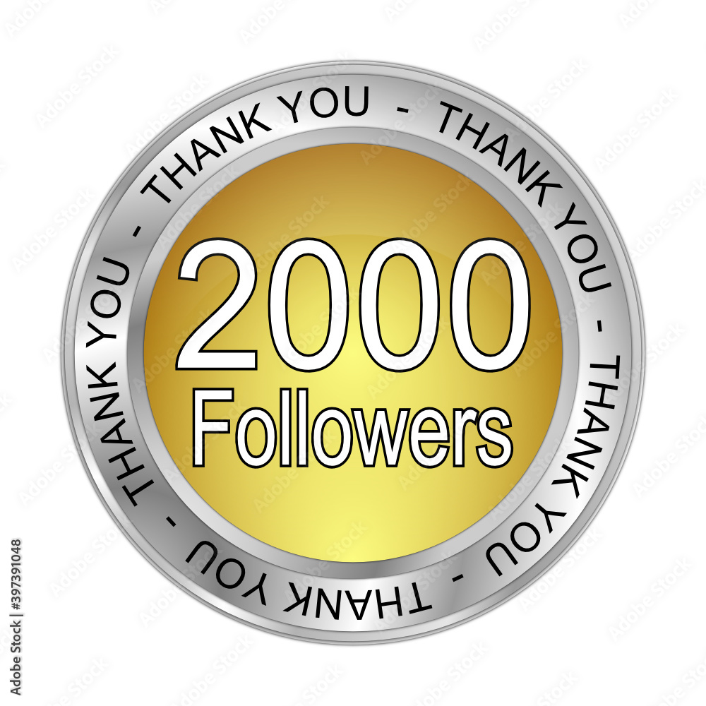 2000 Followers Thank you - 3D illustration