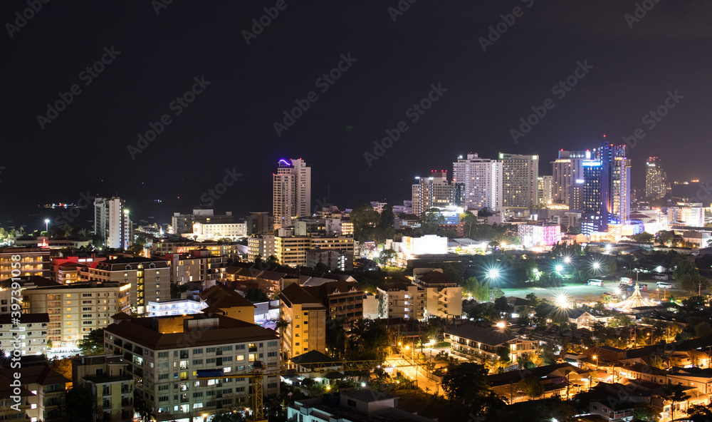the cityscape of  Pattaya in the night