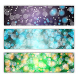 Set of three abstract multicolored backdrops textures of abstract bright energy magical beautiful festive effects of bokeh posters. illustration