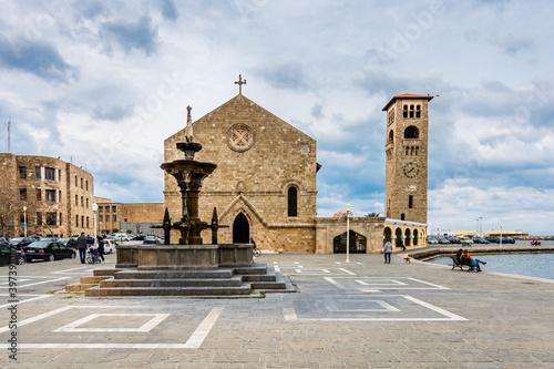 Evangelismos Church view in Rhodes Island. Rhodes is populer tourist destination in Greece.