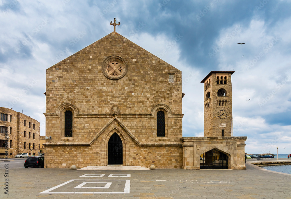 Evangelismos Church view in Rhodes Island. Rhodes is populer tourist destination in Greece.