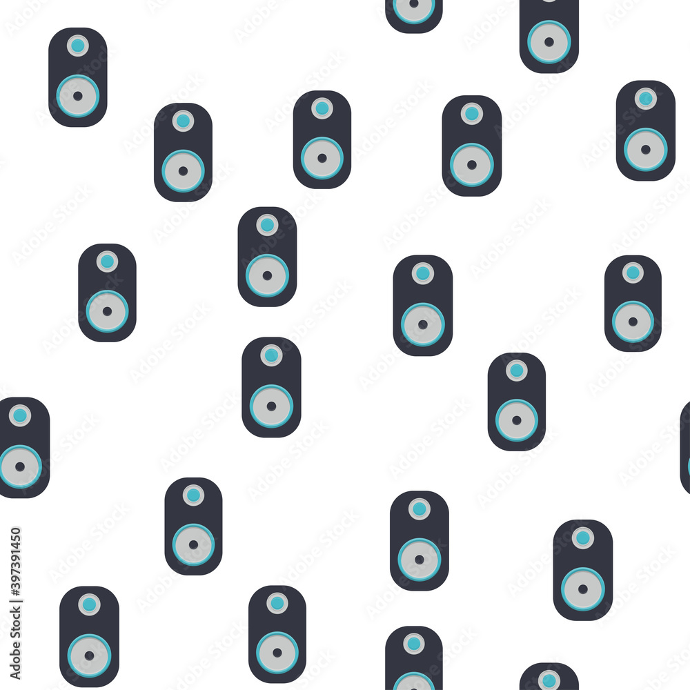 Seamless pattern, texture of modern musical black speakers for playing music tracks, melodies, technology isolated on white background. illustration Seamless pattern, texture of modern musical black speakers for playing music tracks, melodies, technology isolated on white background. illustration