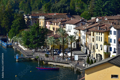 The small town Riva di Solto at Lake Iseo  Lombardy  Italy.