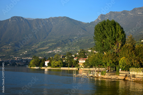The small town Sulzano at Lago d'Iseo. Brescia, Lombardy, Italy.