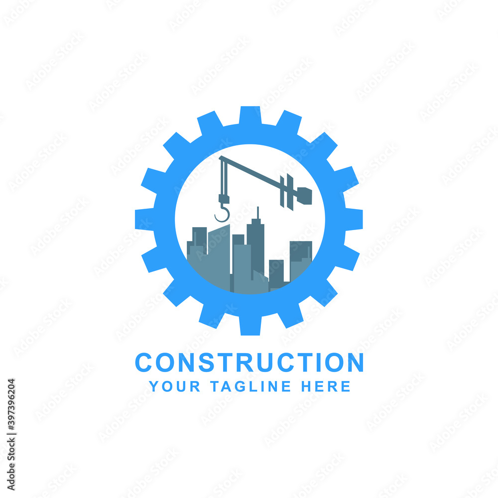 Creative Home Construction Concept Logo Design Template