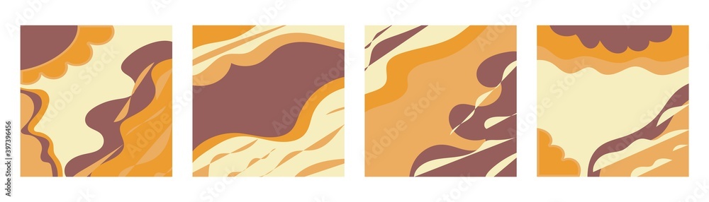 Fototapeta premium Set of abstract backgrounds highlight cover. Hand drawn templates. Doodle shapes in contemporary style. For social media stories for bloggers and influencers. Vector illustration.