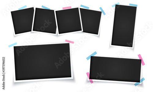 Blank instant photo frames collage