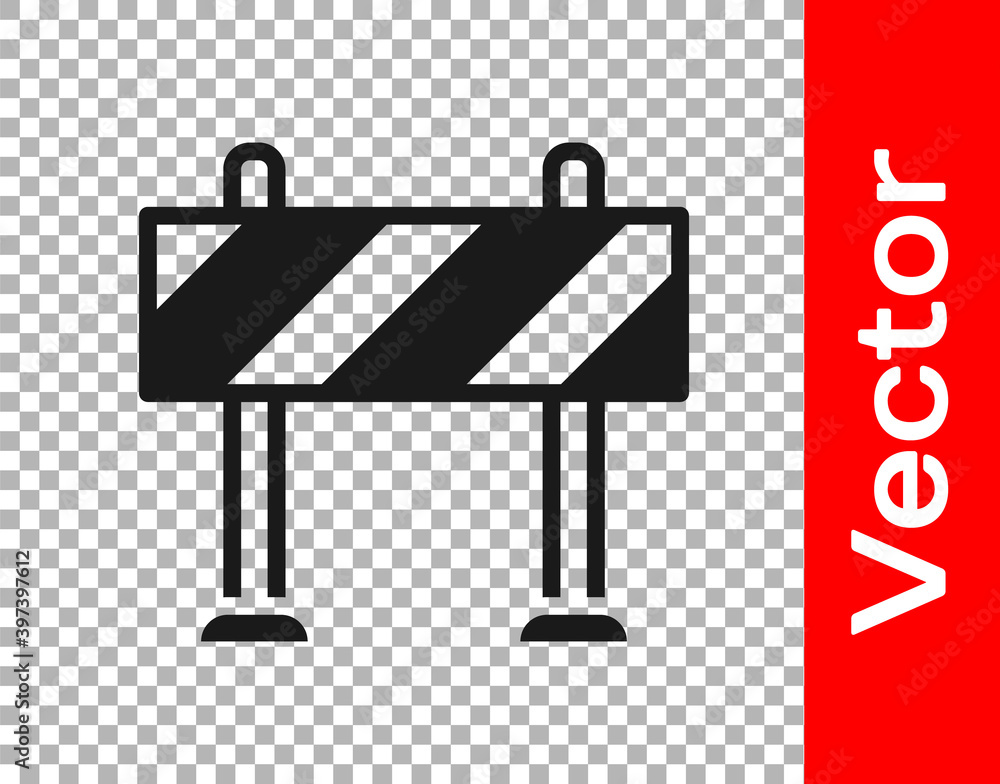 Black Road barrier icon isolated on transparent background. Symbol of ...