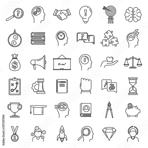 Modern life skills icons set. Outline set of modern life skills vector icons for web design isolated on white background