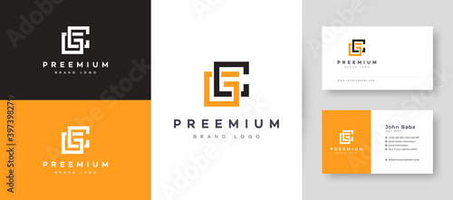 Flat Minimal Initial CG, GC Letter Logo With Premium Business Card Design Vector Template for Your Company Business