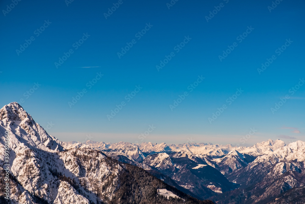 Naklejka premium winter day in the alps of Friuli Venezia-Giulia