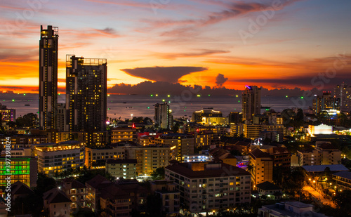 Pattaya Thailand Asia, the cityscape in the evening