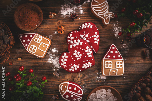 Christmas gingerbreads in the different shapes