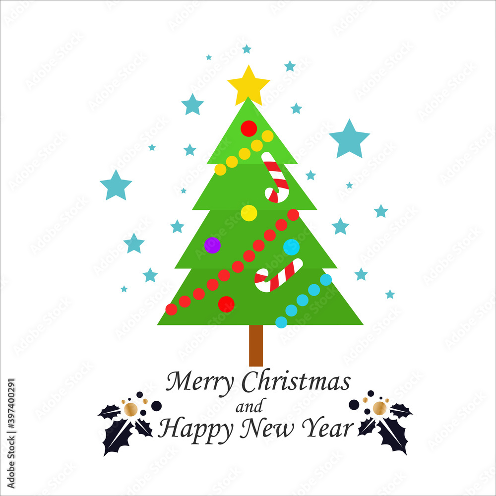 Merry christmas and happy new year vector template design illustration