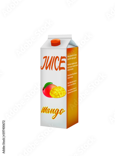 Mango juice pack. vector illustration