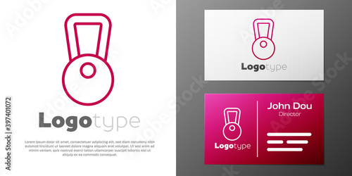 Logotype line Kettlebell icon isolated on white background. Sport equipment. Logo design template element. Vector.