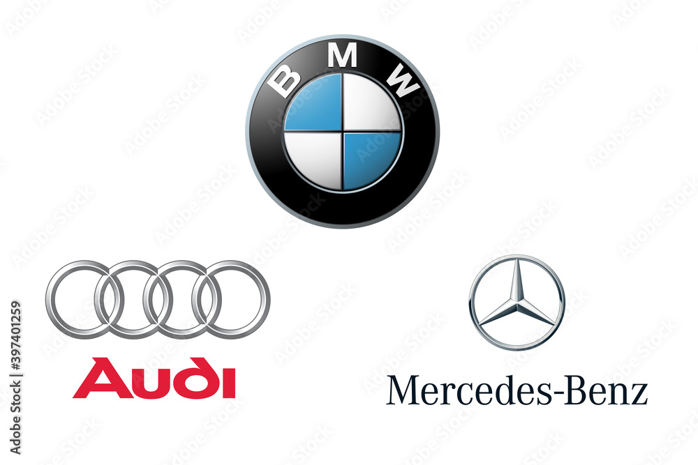 Znane marki samochodów loga BMW AUDI MERCEDES Photos | Adobe Stock