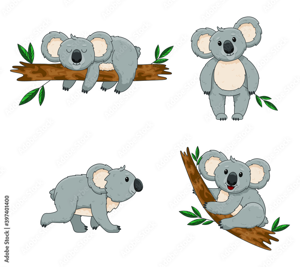 Fototapeta premium set of cartoon animals koala