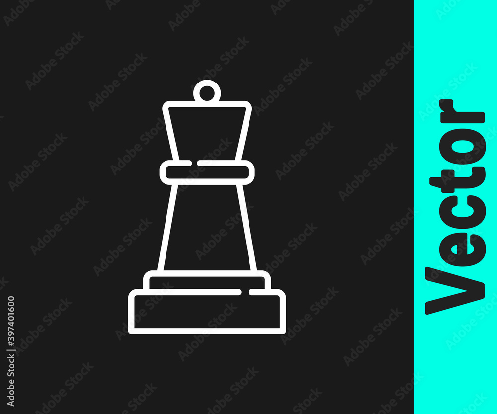 White line Chess icon isolated on black background. Business strategy. Game, management, finance. Vector. White line Chess icon isolated on black background. Business strategy. Game, management, finance. Vector.
