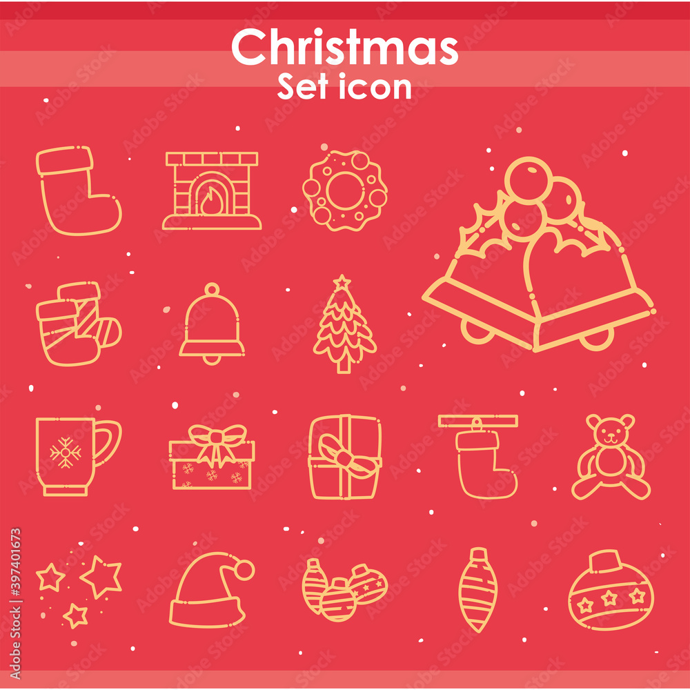merry christmas line style icon collection vector design